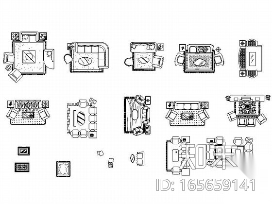 全套家居平面CAD图块下载cad施工图下载【ID:165659141】