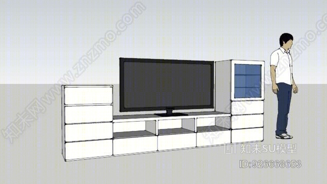 电视柜（60寸屏幕）SU模型下载【ID:926668653】