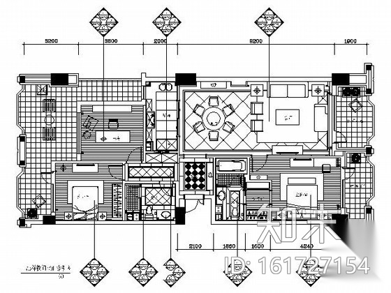 [杭州]现代精装三居样板房施工图施工图下载【ID:161727154】
