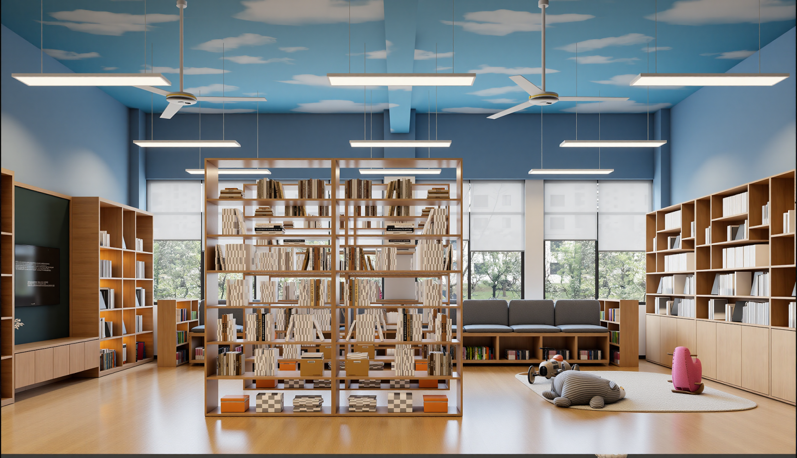 现代图书馆3D模型下载【ID:1215184384】