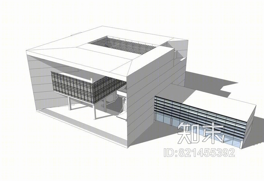 元智大学图书资讯大楼SU模型下载【ID:821455392】