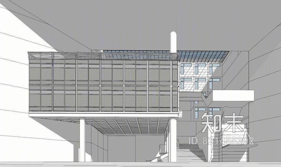 元智大学图书资讯大楼SU模型下载【ID:821455392】