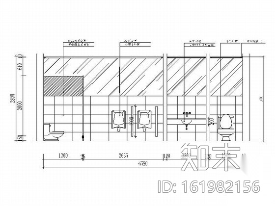 酒店公共厕所室内装修图cad施工图下载【ID:161982156】