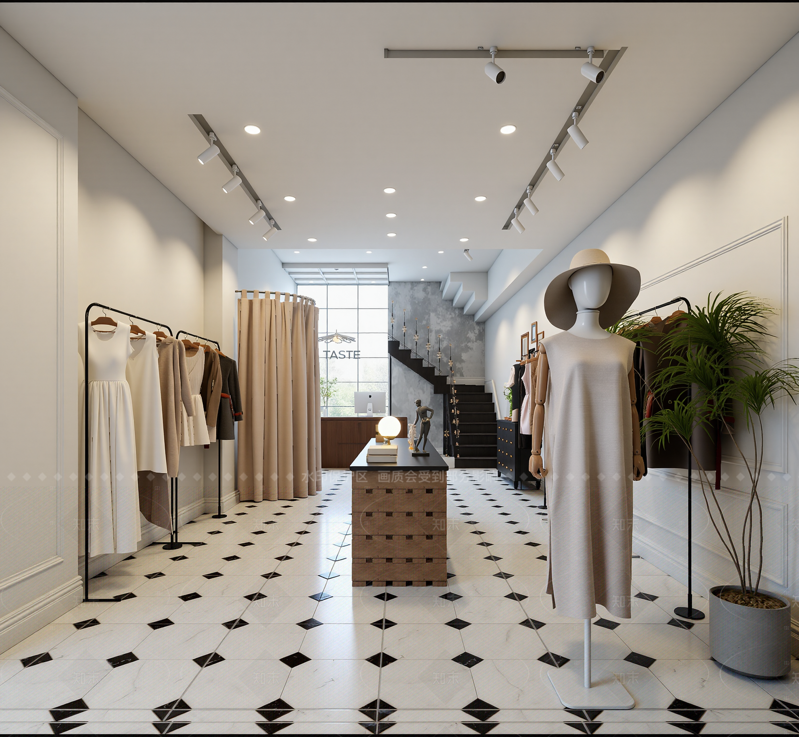 复古服装展厅3D模型下载【ID:1214974049】