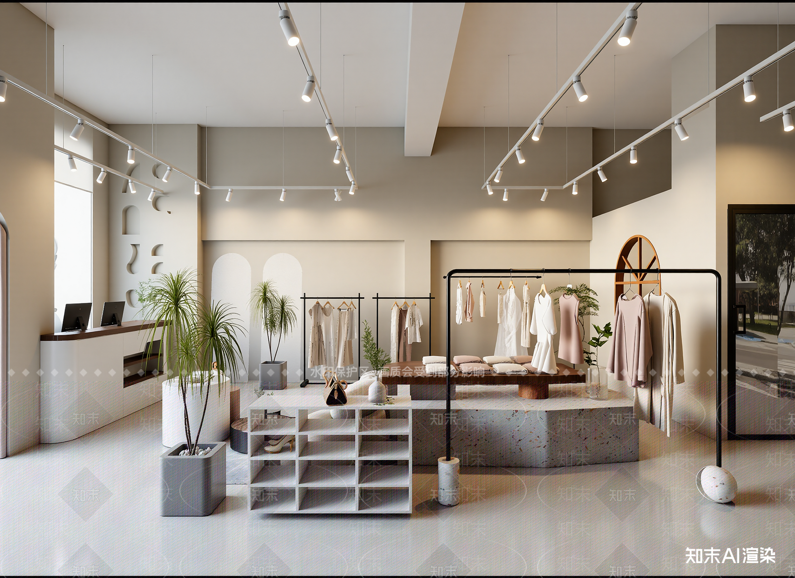 现代服装展厅3D模型渲染效果图