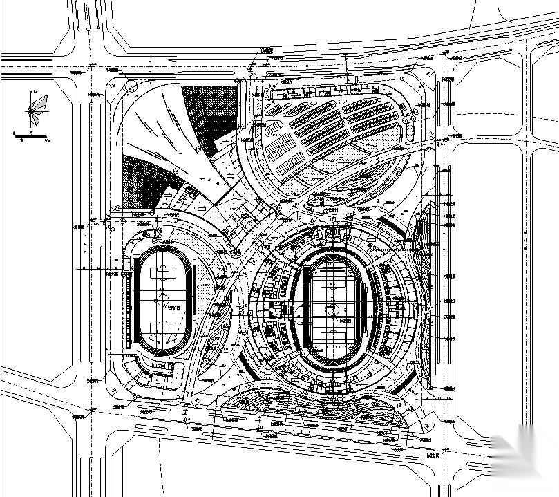 [海南]海口体育场项目全套建筑施工图（最新+168张CAD...施工图下载【ID:151668139】