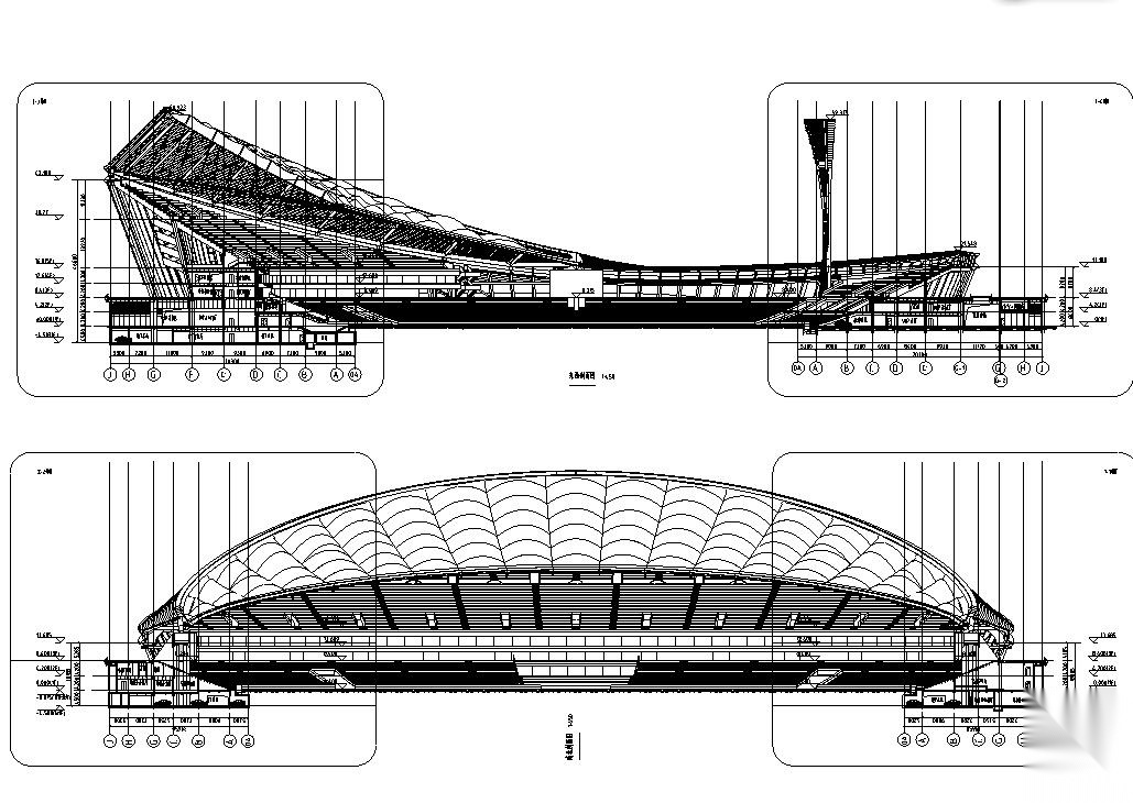 [海南]海口体育场项目全套建筑施工图（最新+168张CAD...施工图下载【ID:151668139】