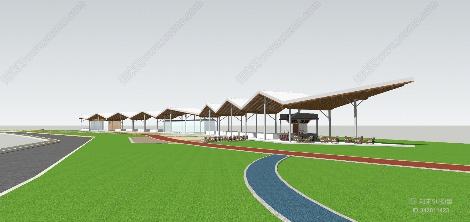 现代风格公共建筑SU模型下载【ID:342811423】