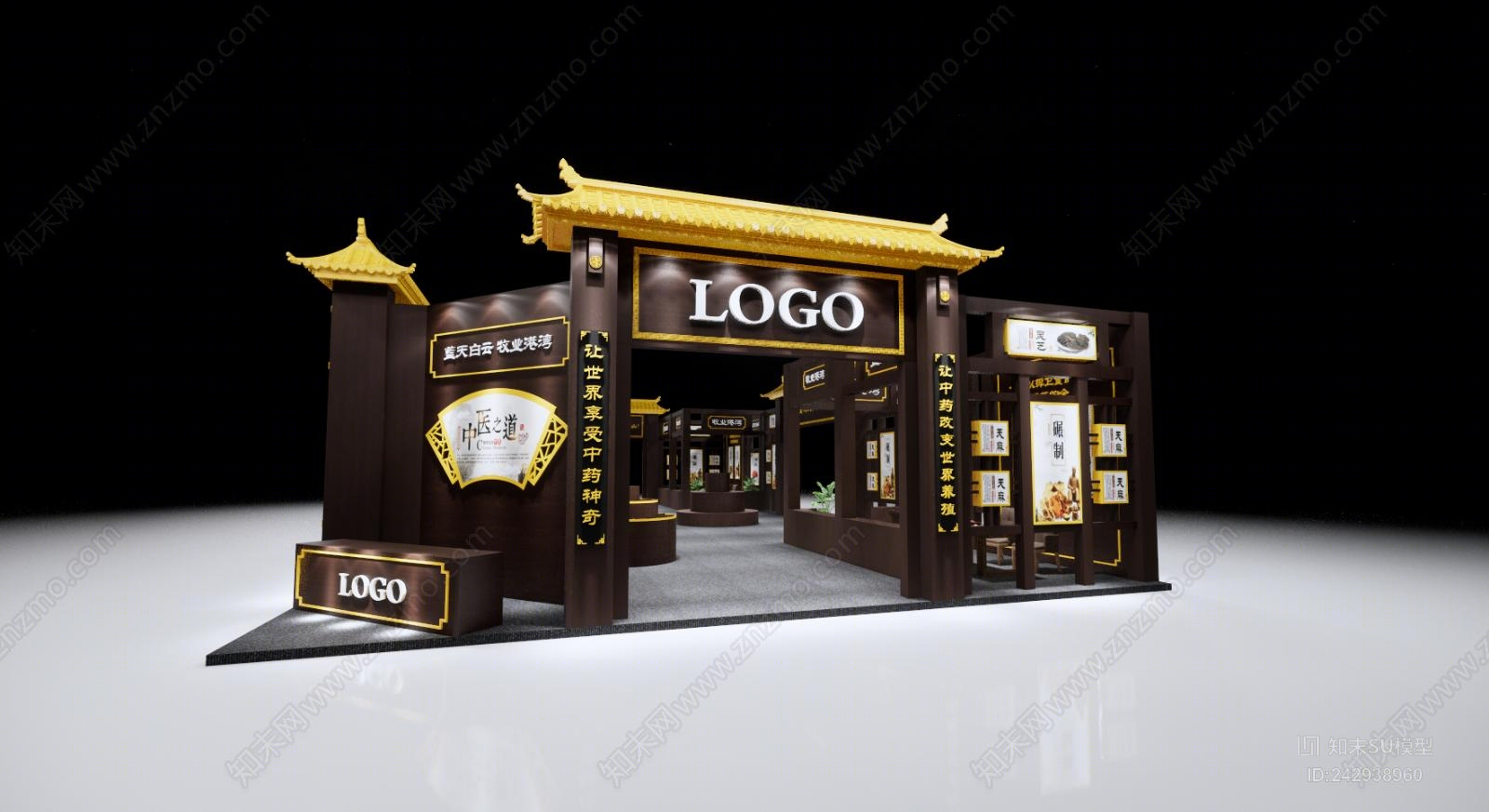 中式展厅SU模型下载【ID:242938960】