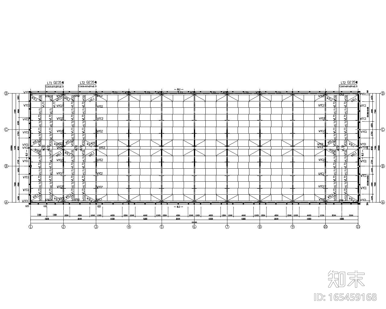 二层钢框架厂房全套结构施工图（CAD）cad施工图下载【ID:165459168】