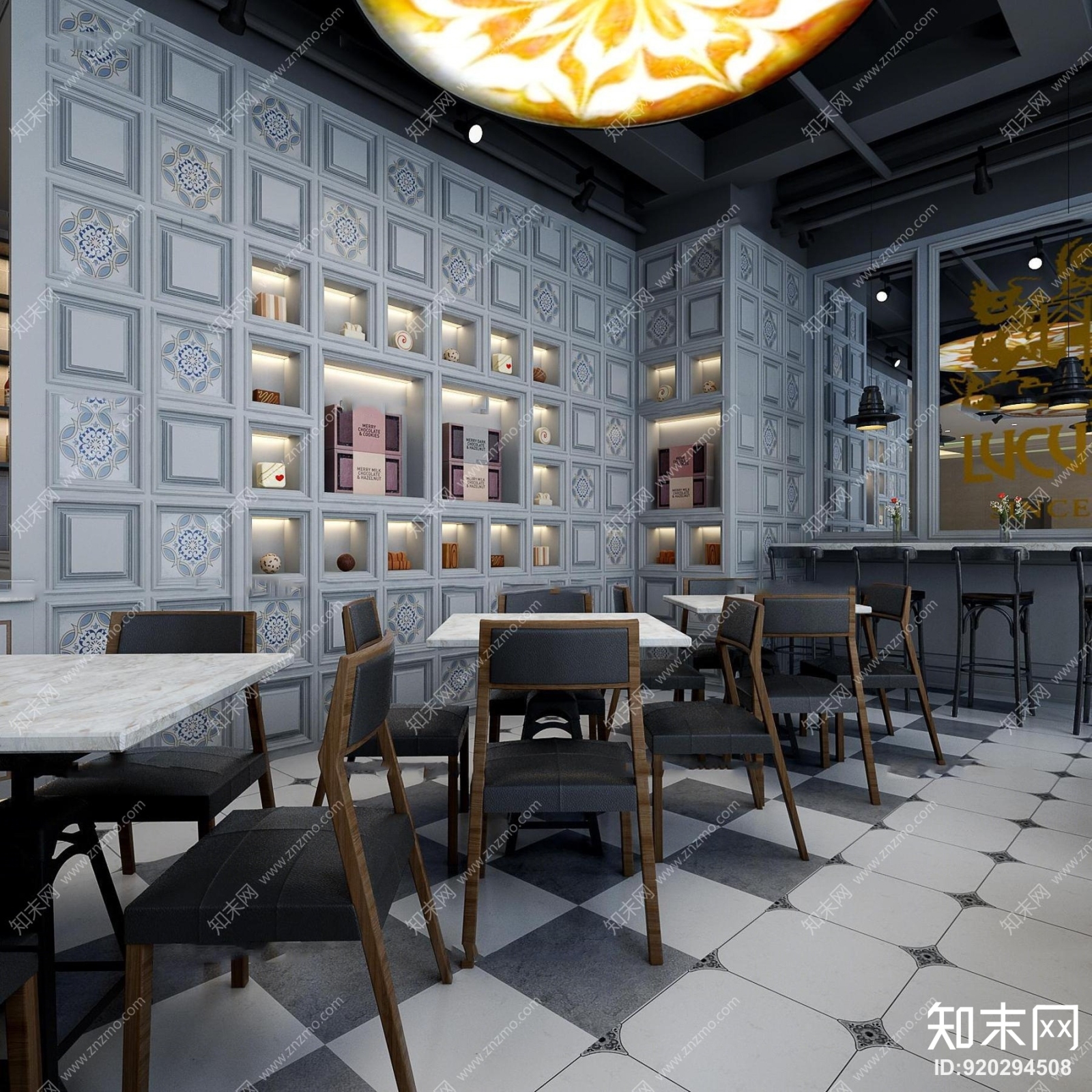 现代甜品屋面包店3D模型下载【ID:920294508】