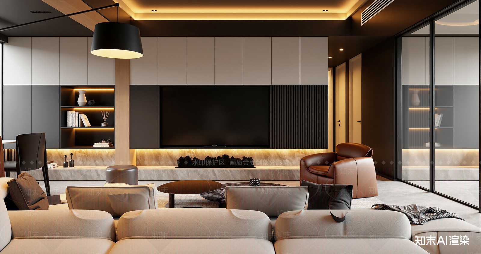 现代家居客厅3D模型下载【ID:1221991577】
