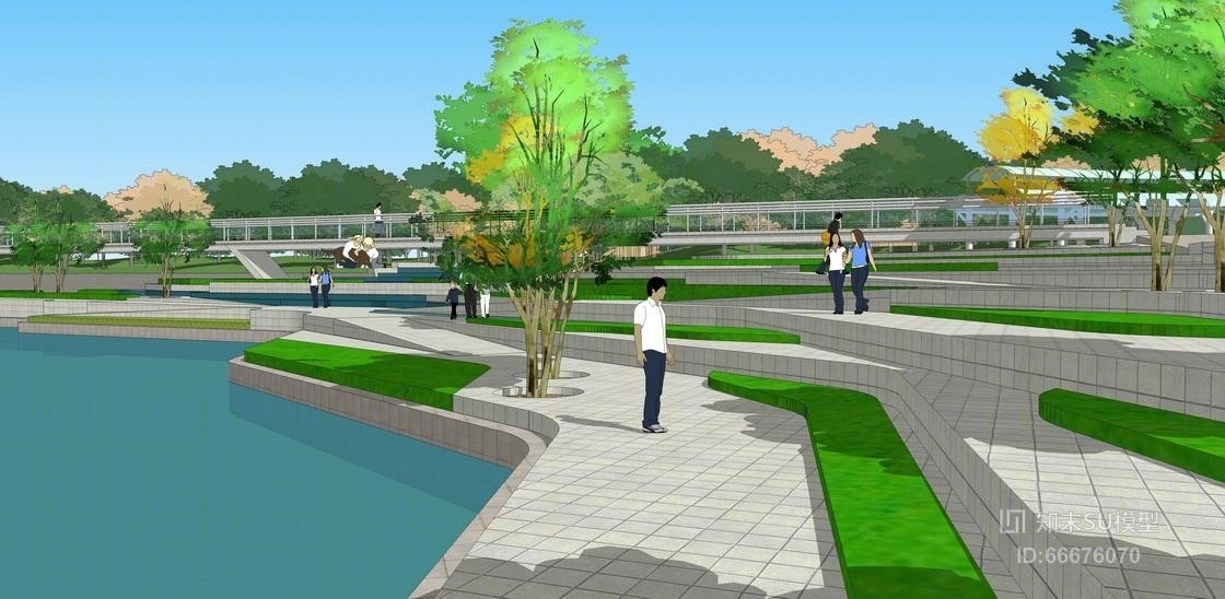 江浦公园景观SU模型下载【ID:66676070】