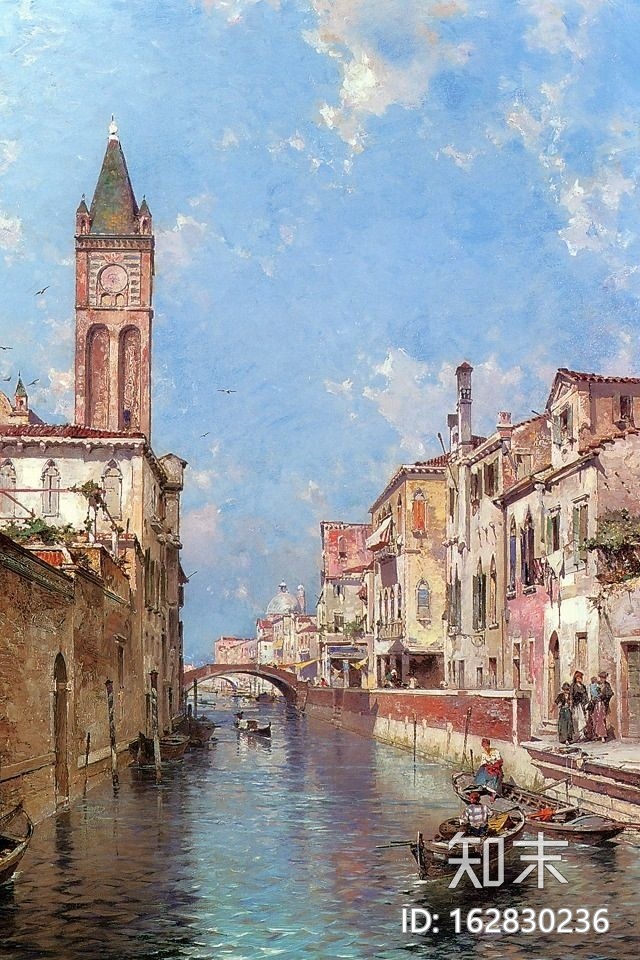 欧洲小镇油画贴图下载【ID:162830236】