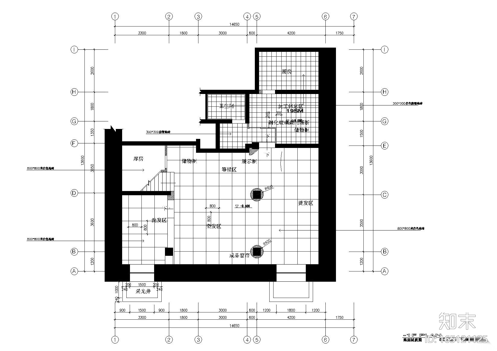 [吉林]白山市风尚沙龙发廊施工图+效果图cad施工图下载【ID:165121125】