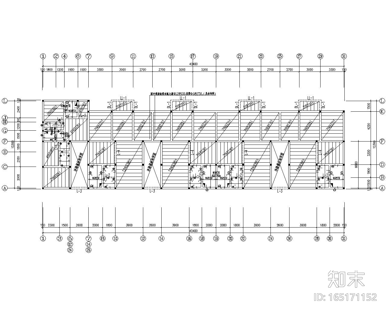 某五层单元式住宅混合结构施工图（CAD）cad施工图下载【ID:165171152】