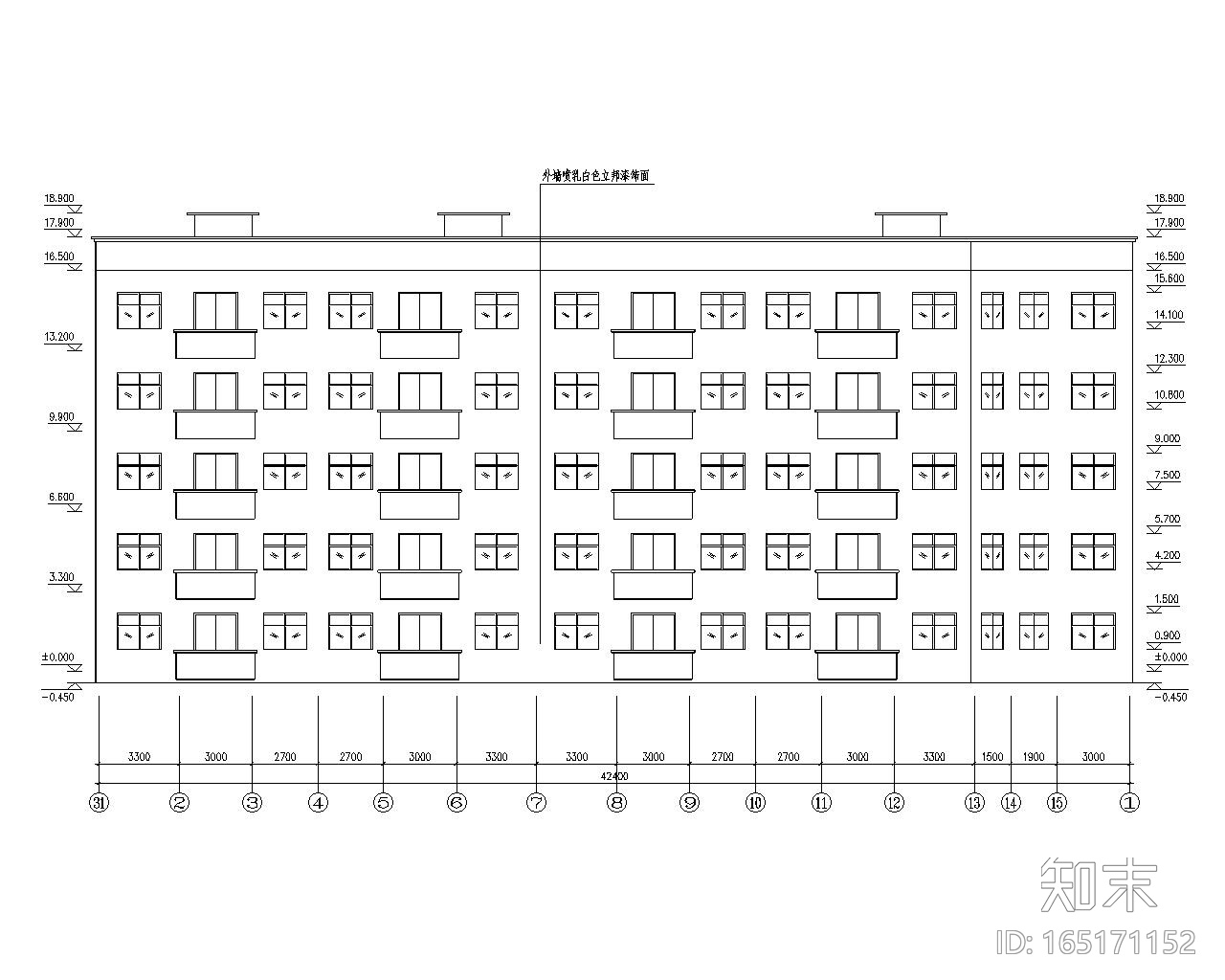 某五层单元式住宅混合结构施工图（CAD）cad施工图下载【ID:165171152】