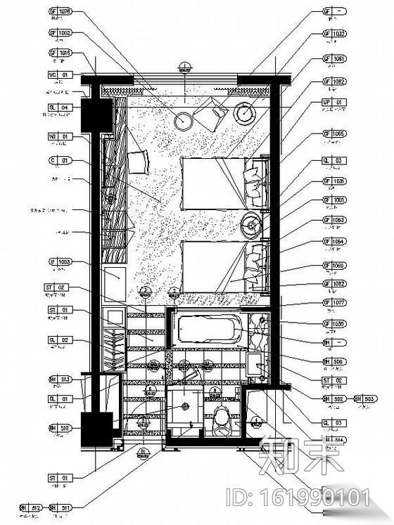 国际酒店标准客房装修图Ⅲcad施工图下载【ID:161990101】
