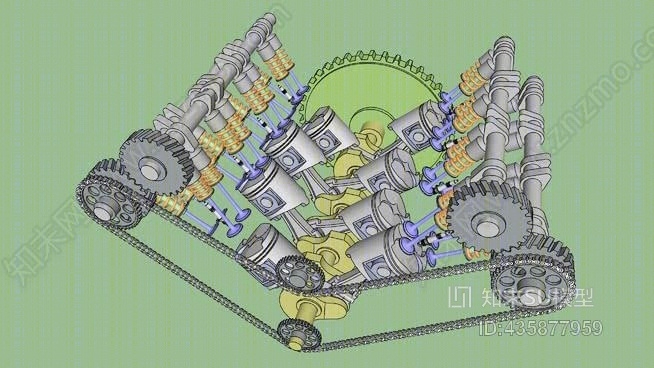 V8发动机SU模型下载【ID:435877959】