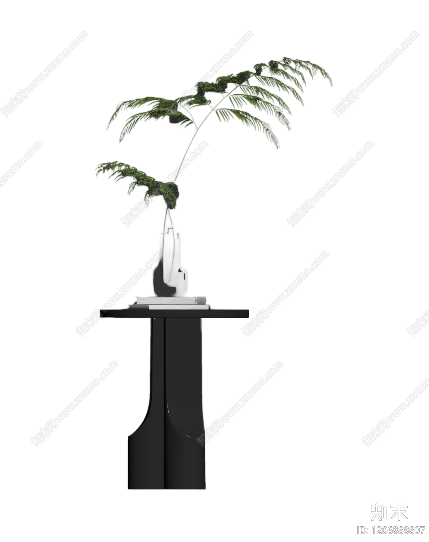 黑桌绿植装饰组合3D模型下载【ID:1206888807】