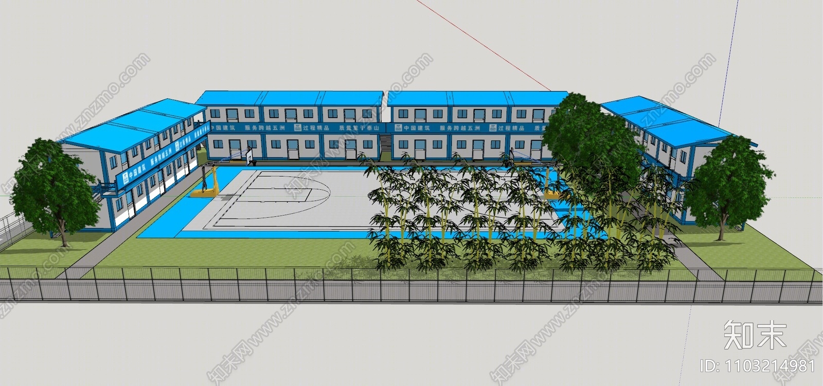 施工场地活动板房SU模型下载【ID:1103214981】