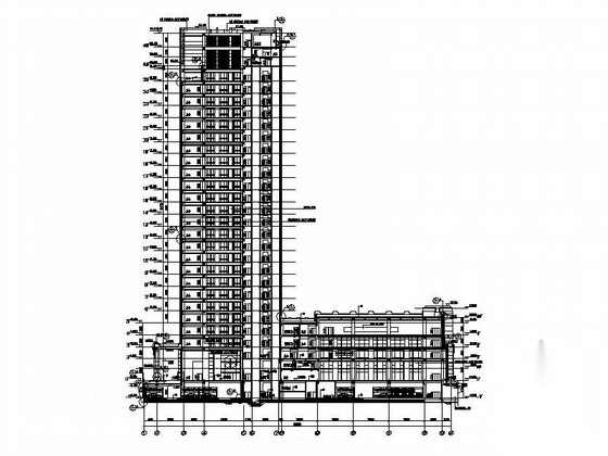 [江苏]25层现代风格行政办公楼单体建筑施工图（知名设计...施工图下载【ID:165746139】