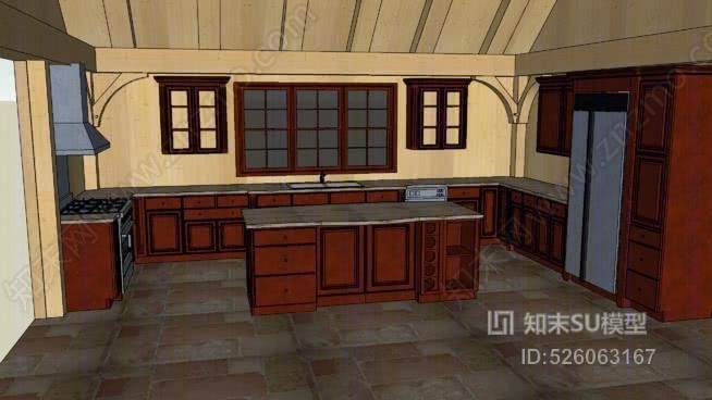 大型厨房SU模型下载【ID:526063167】