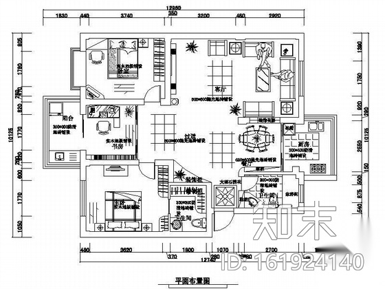 [宁波]某三居室装修图施工图下载【ID:161924140】