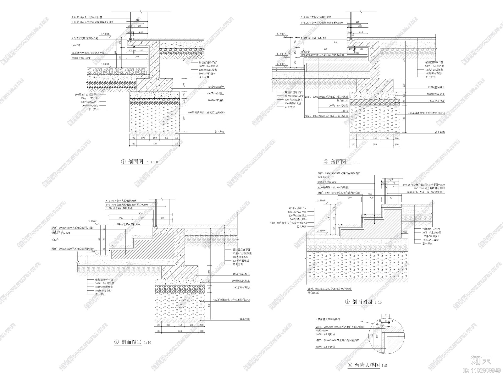 宁波北仑区售楼处周边景观项目CAD施工图cad施工图下载【ID:1102808343】