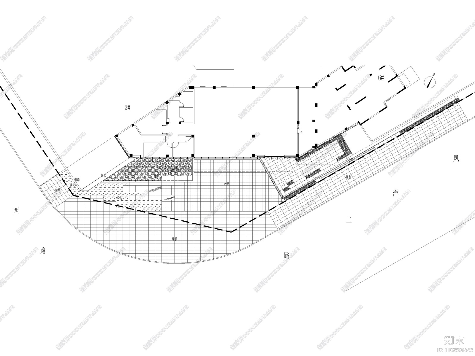 宁波北仑区售楼处周边景观项目CAD施工图cad施工图下载【ID:1102808343】