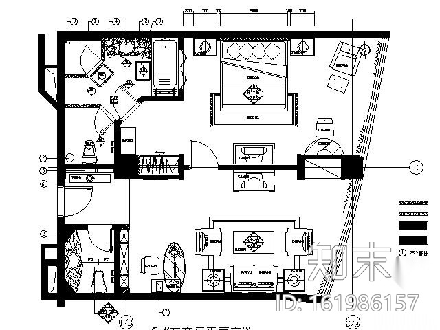 [海口]酒店商务套房施工图cad施工图下载【ID:161986157】