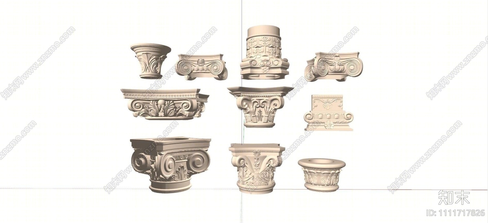 欧式罗马柱柱头SU模型下载【ID:1111717826】