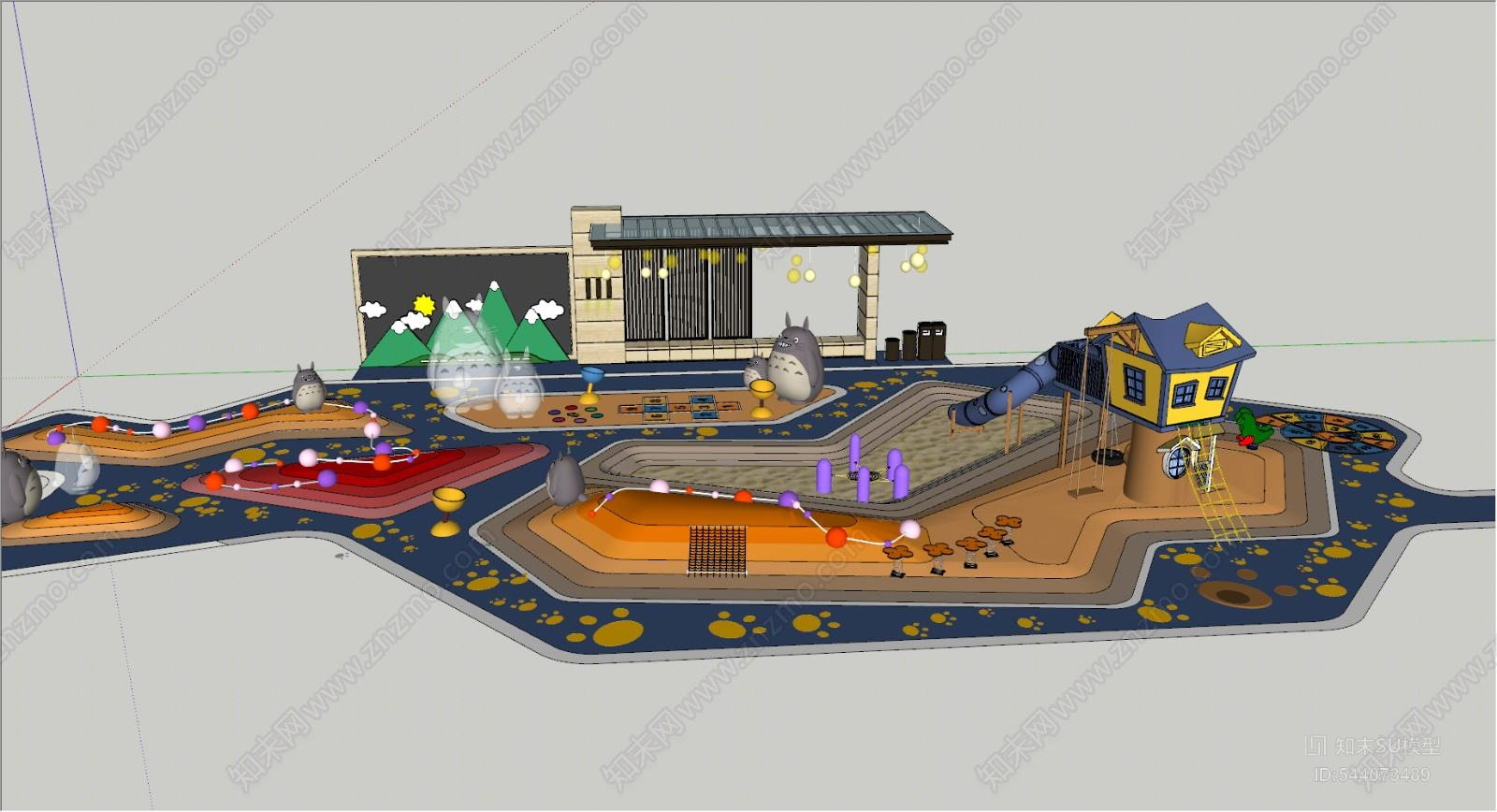 现代龙猫主题滑梯SU模型下载【ID:544073489】