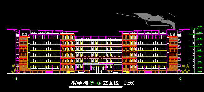 某中学7层教学楼施工图cad施工图下载【ID:166315179】