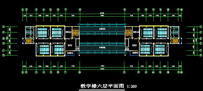 某中学7层教学楼施工图cad施工图下载【ID:166315179】