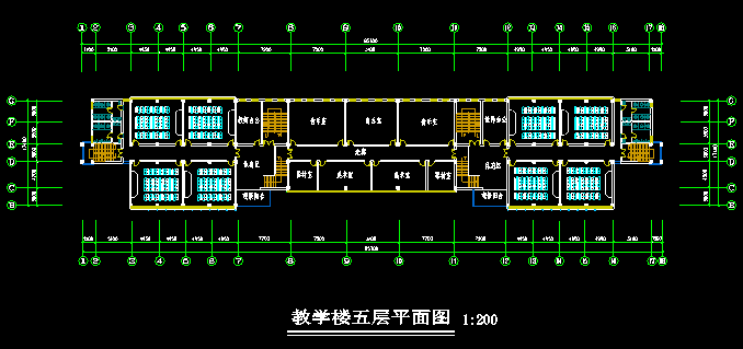 某中学7层教学楼施工图cad施工图下载【ID:166315179】