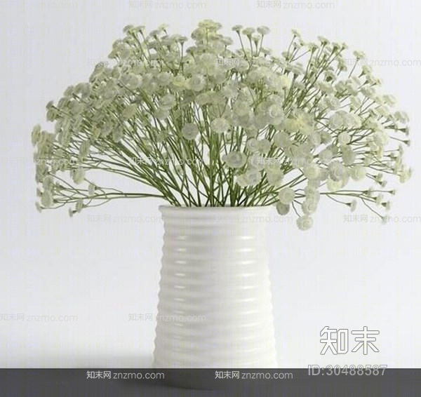 白色盆栽3D模型下载【ID:30488587】
