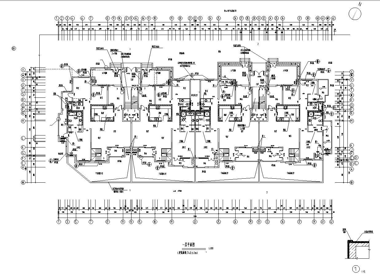 [重庆]多层剪力墙结构联排式别墅建筑施工图(含多栋楼建...施工图下载【ID:149874195】