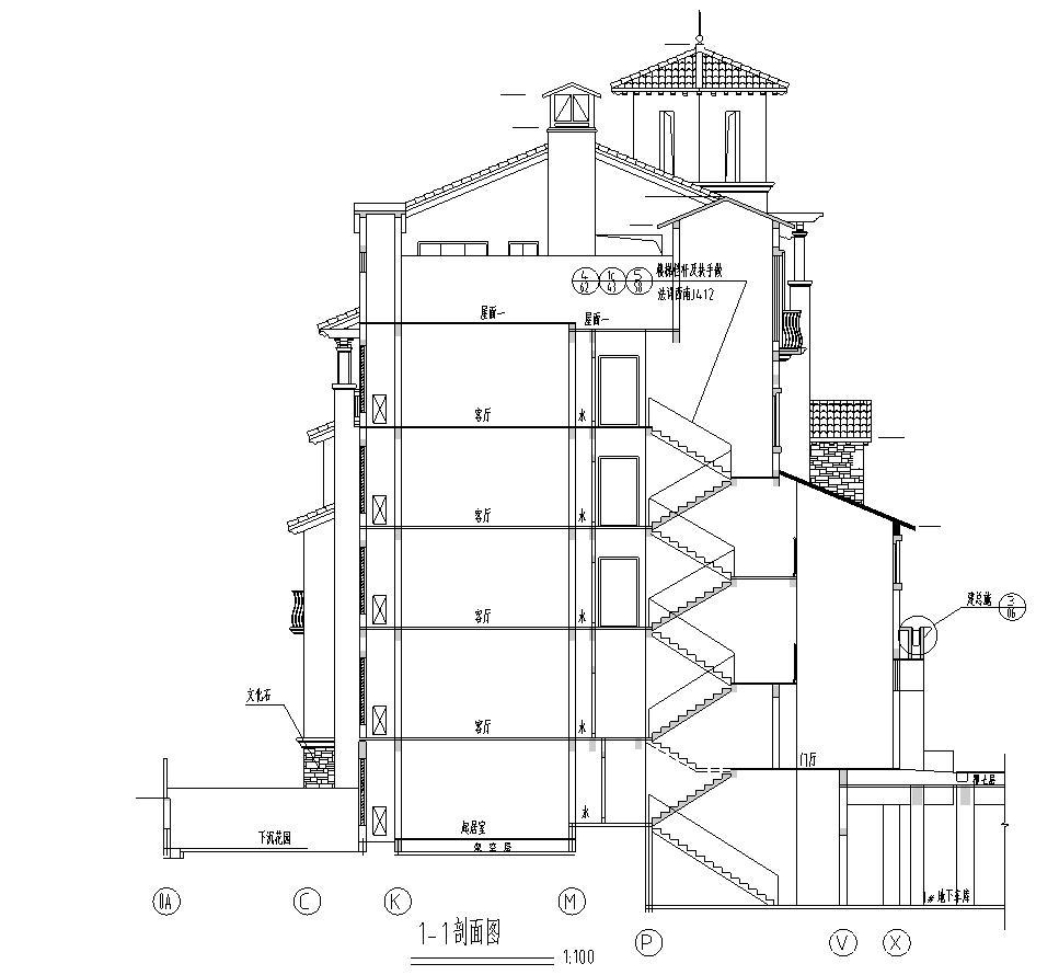 [重庆]多层剪力墙结构联排式别墅建筑施工图(含多栋楼建...施工图下载【ID:149874195】