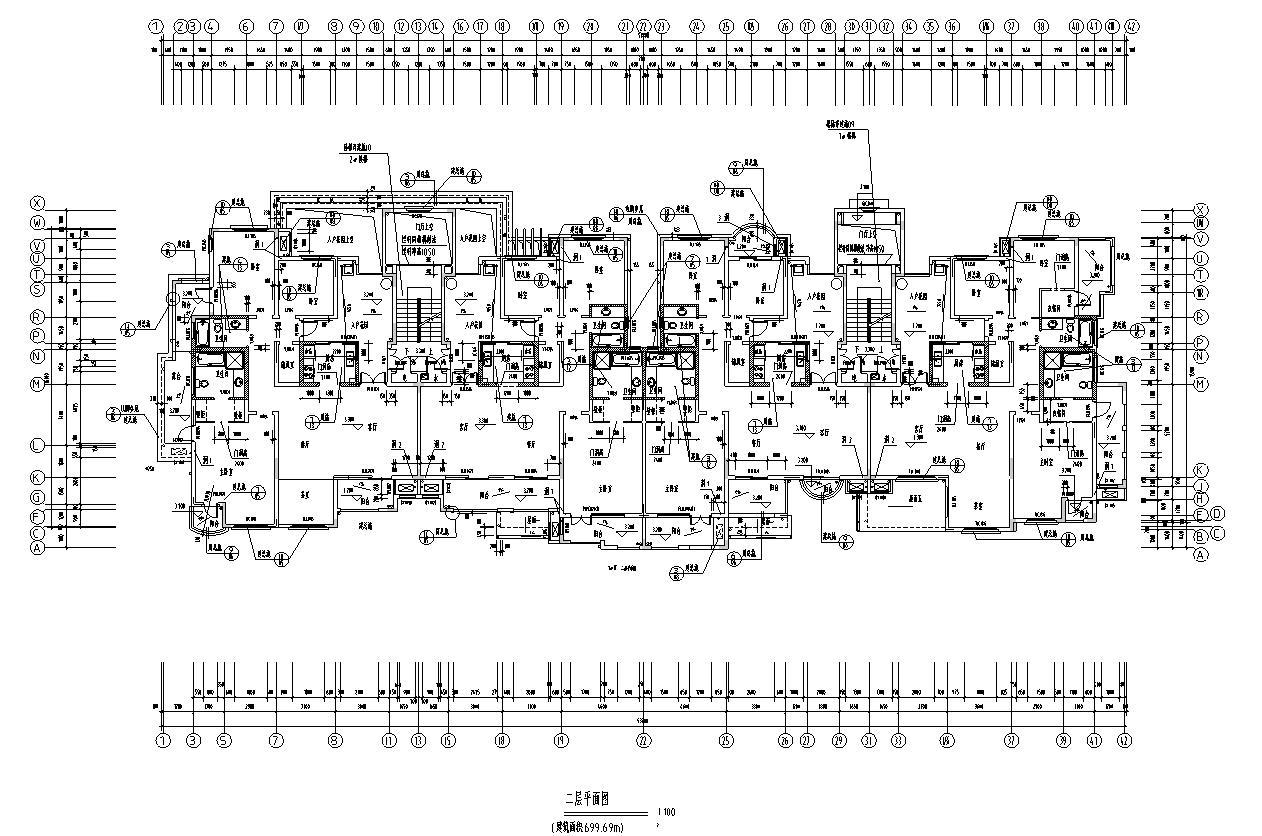 [重庆]多层剪力墙结构联排式别墅建筑施工图(含多栋楼建...施工图下载【ID:149874195】