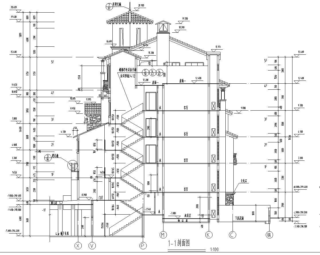 [重庆]多层剪力墙结构联排式别墅建筑施工图(含多栋楼建...施工图下载【ID:149874195】