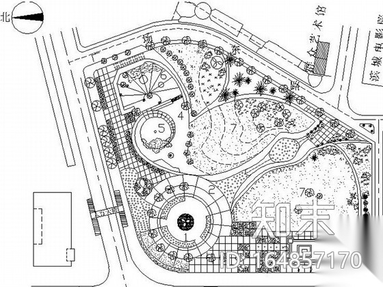 某地小广场绿化设计总图cad施工图下载【ID:164857170】