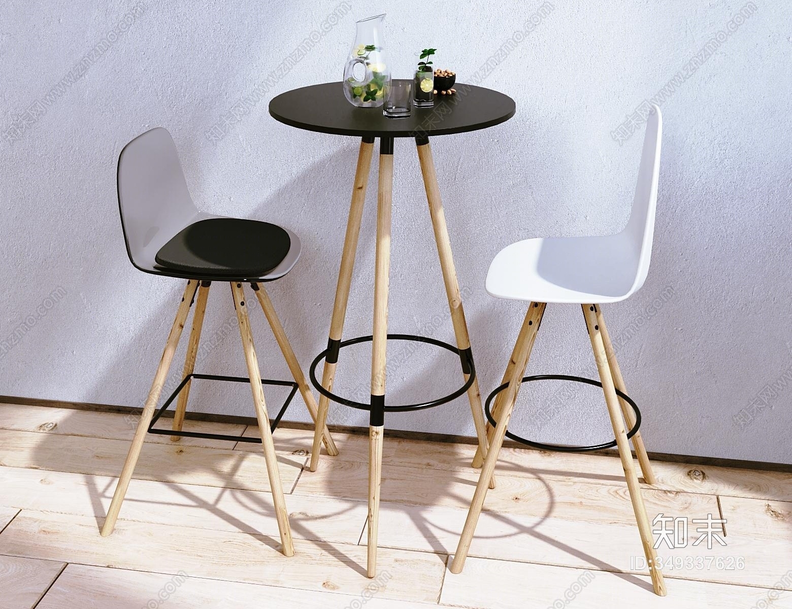 现代北欧休闲桌子椅子3D模型下载【ID:349337626】