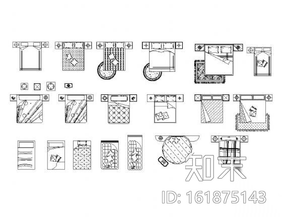常用床图块集cad施工图下载【ID:161875143】