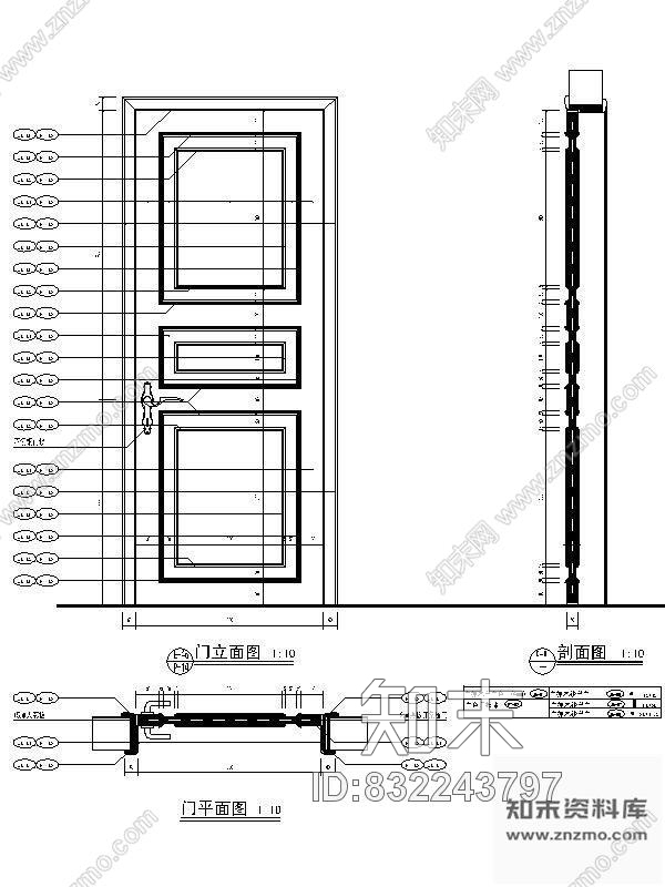 图块/节点欧式单扇门详图施工图下载【ID:832243797】