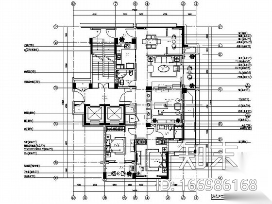 [杭州]旅游度假区新中式三居室样板间室内装修施工图（含...cad施工图下载【ID:166986168】