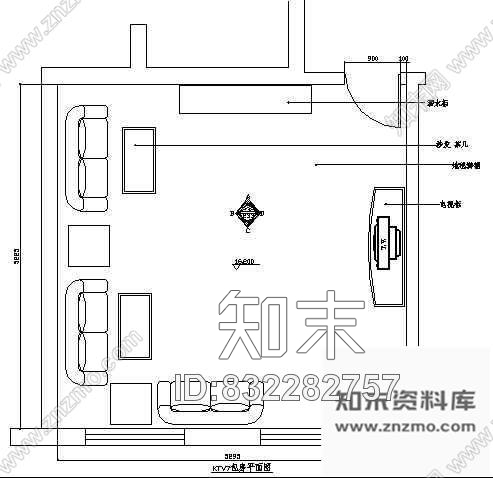图块/节点KTV包房平面图4cad施工图下载【ID:832282757】