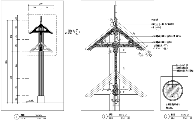 竹牌坊、牌坊设计施工图cad施工图下载【ID:161875160】