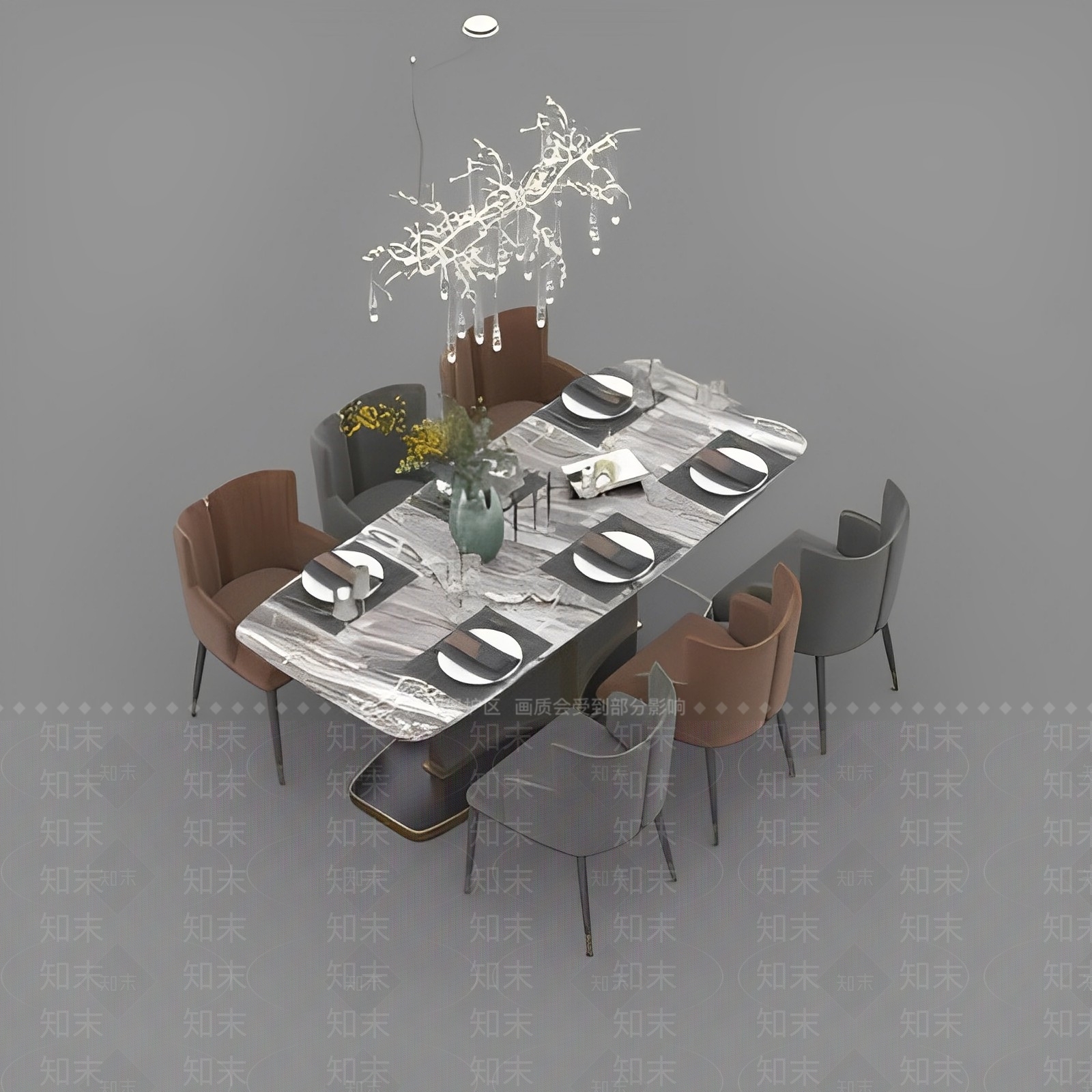 现代餐桌椅组合3d3D模型下载【ID:1123251456】