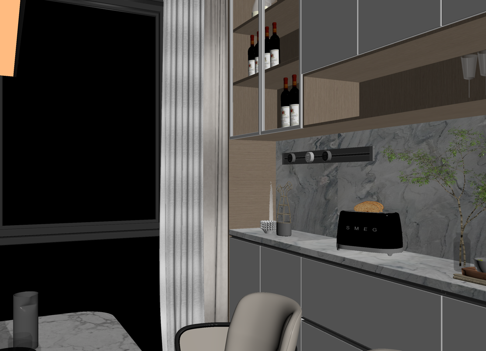 现代开放式厨房3D模型下载【ID:1215140170】